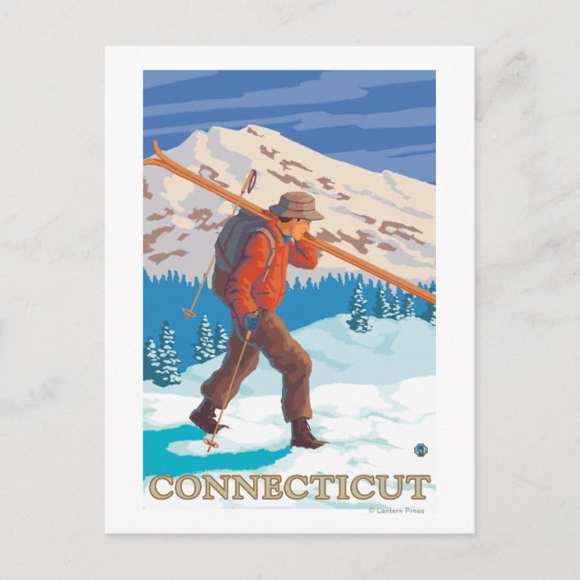 ConnecticutSkier Carrying Skis Postcard (Front)