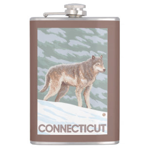 ConnecticutWolf Scene Hip Flask