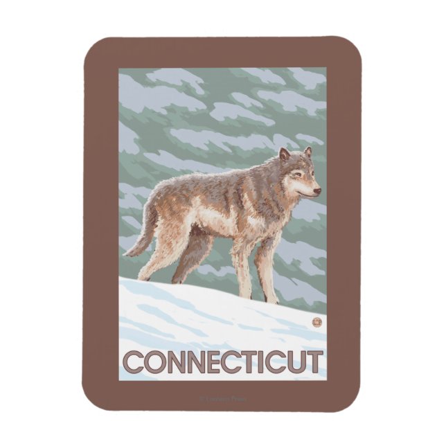 ConnecticutWolf Scene Magnet (Vertical)