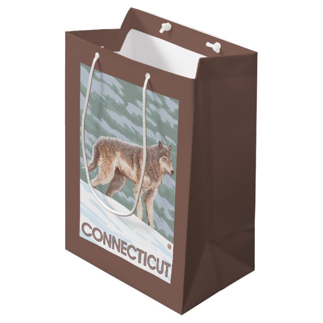 ConnecticutWolf Scene Medium Gift Bag (Front Angled)