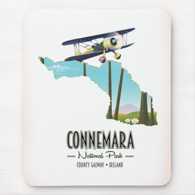 Connemara National Park County Galway Ireland map Mouse Pad (Front)