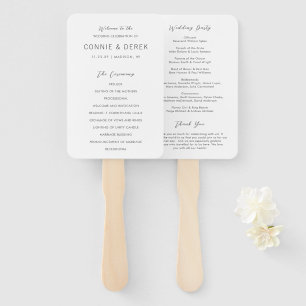 Connie Modern Elegant Wedding Program Hand Fan