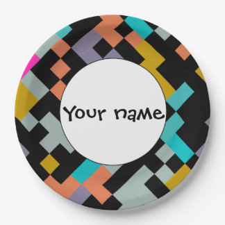 Connnected shapes abstract design paper plate