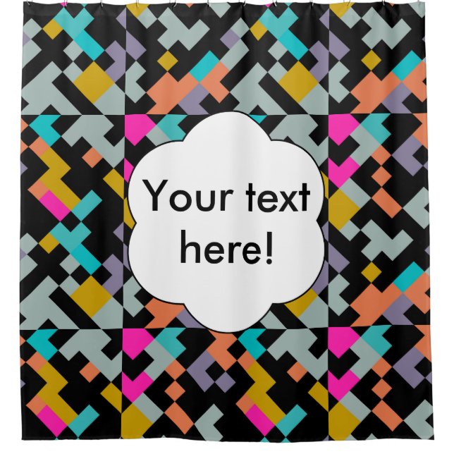 Connnected shapes abstract design shower curtain (Front)