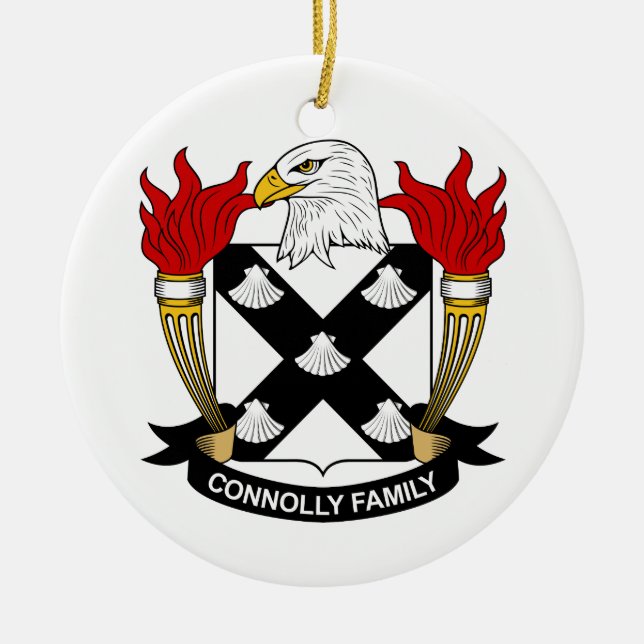 Connolly Family Crest Ceramic Tree Decoration (Front)
