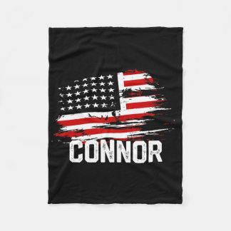 Connor Usa Flag Personalised 4th Of July Connor  Fleece Blanket
