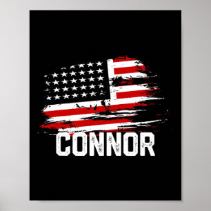 Connor Usa Flag Personalised 4th Of July Connor  Poster