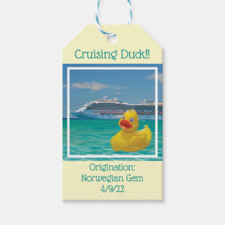Conquackulations cruising duck with cruise ship gift tags