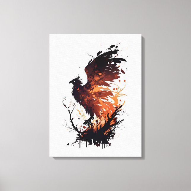Conquer Adversity: Phoenix Rising from the Ashes Canvas Print (Front)