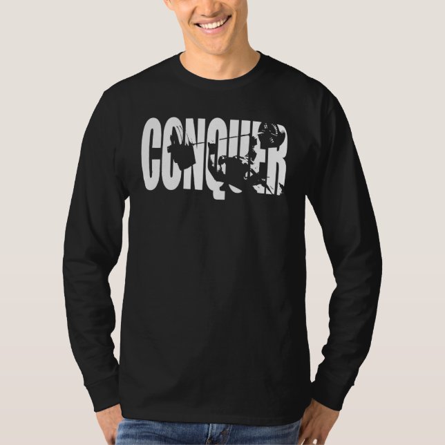 Conquer  Bench Press Motivational T-Shirt (Front)