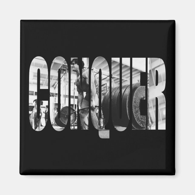 CONQUER, Deadlift, Workout Motivational Magnet (Front)