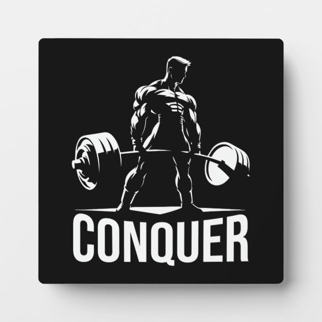 CONQUER - Motivational Gym, Workout Fitness Anime Plaque (Front)