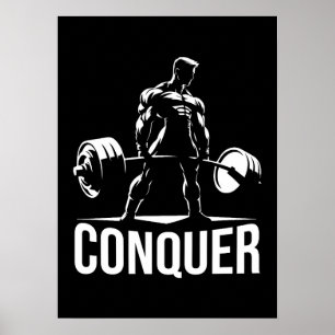 CONQUER - Motivational Gym, Workout Fitness Anime Poster