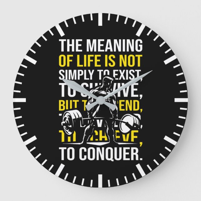 Conquer - Motivational Gym, Workout Fitness Large Clock (Front)