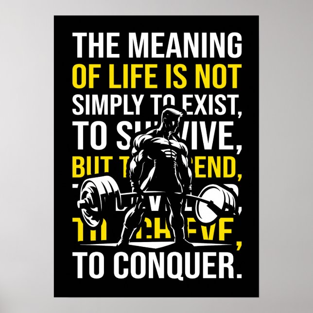 Conquer - Motivational Gym, Workout Fitness Poster (Front)