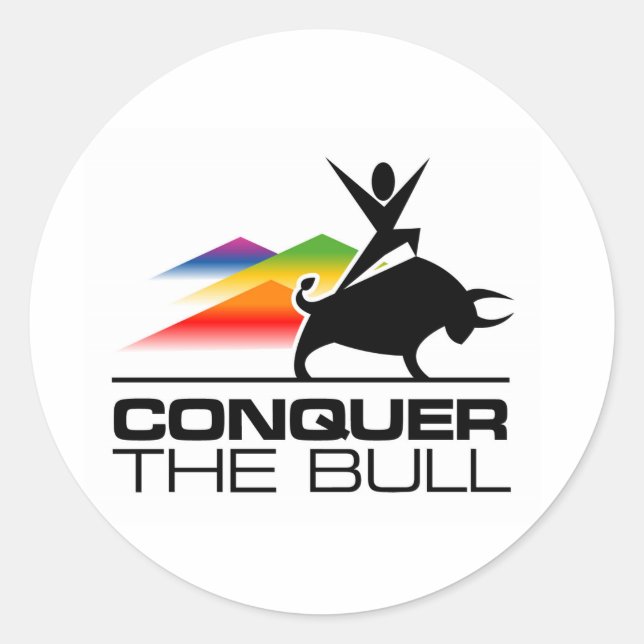 Conquer the Bull Classic Round Sticker (Front)