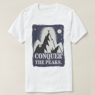Conquer the Peaks Motivational Mountain Design T-Shirt