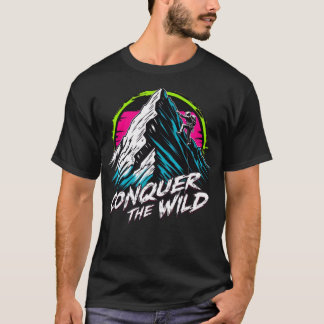 Conquer the Wild – Neon Adventure Climber Design T-Shirt