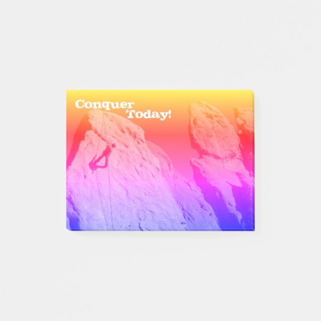 Conquer Today! Rock Climber Inspirational Post-it Notes (Front)