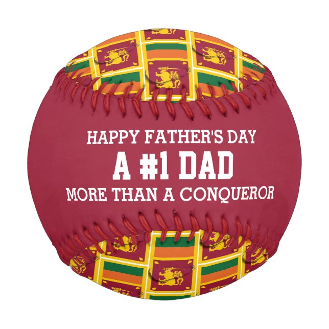 Conqueror Dad SRI LANKA FLAG Monogram Baseball (Front)