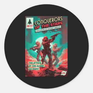 Conquerors Of The Stars - Retro Comic Book Cover G Classic Round Sticker