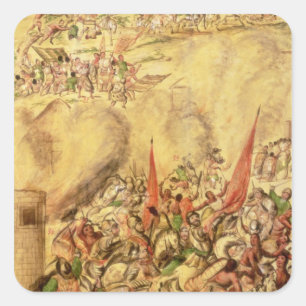Conquest of Mexico: the Spaniards retreating Square Sticker