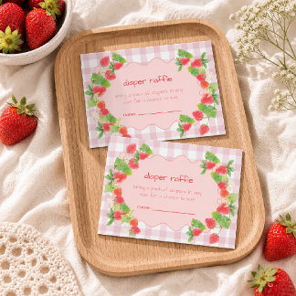 Conquette berry Strawberry Floral Diaper Raffle Enclosure Card