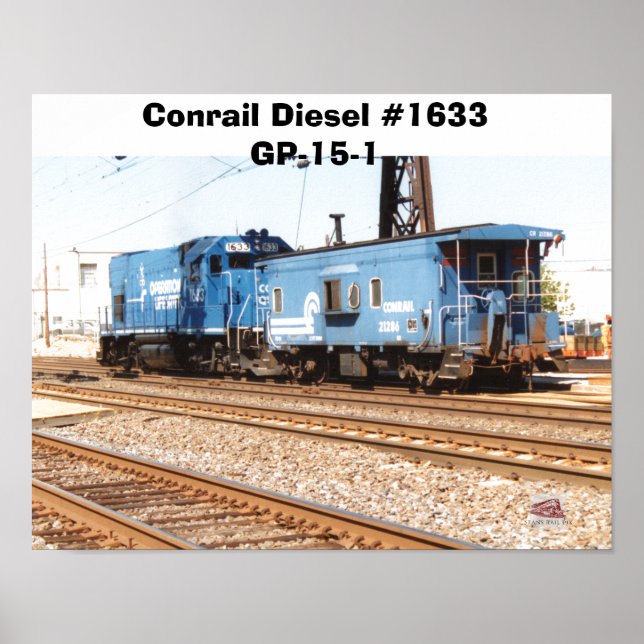 Conrail Diesel #1633 GP-15-1 and caboose        Poster (Front)