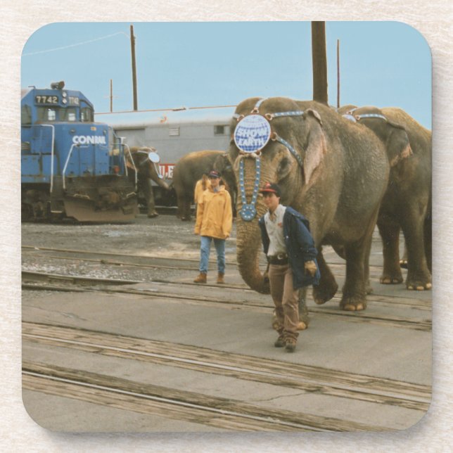 Conrail Elephants on The March Plastic Coasters (Front)