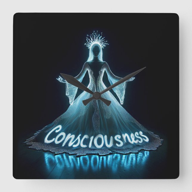 Consciousness / Conscience Square Wall Clock (Front)