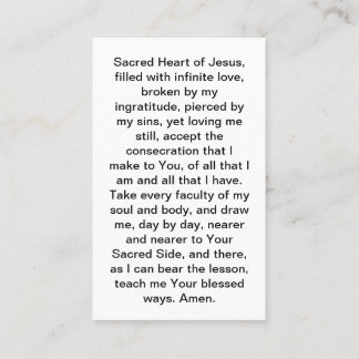 Consecration To the Sacred Heart Prayer Card
