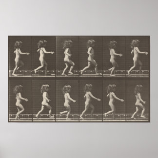Consecutive Images of a Little Girl Running Poster
