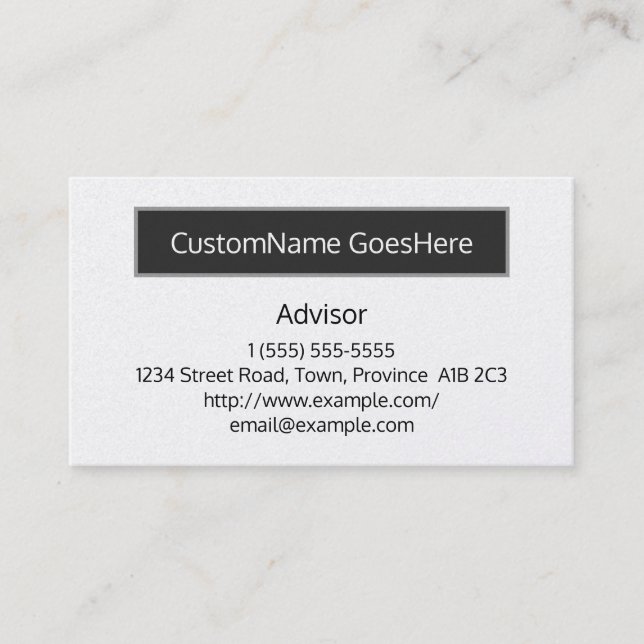 Conservative and Basic Advisor Business Card (Front)