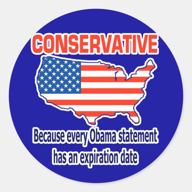 Conservative - Anti Obama Classic Round Sticker (Front)