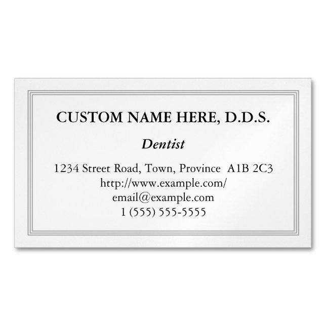 Conservative Dentist Magnetic Business Card (Front)