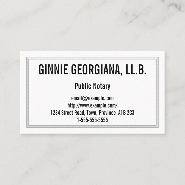 Conservative Public Notary Business Card (Front)