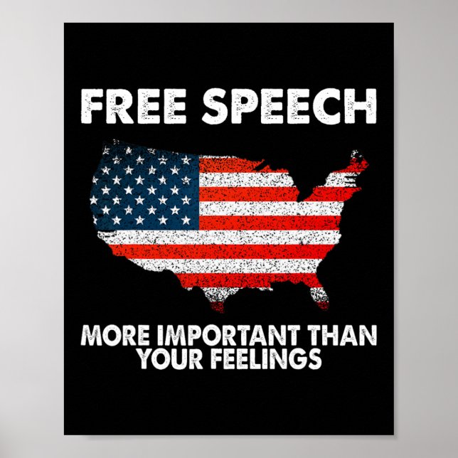 Conservative Republican Free Speech American Flag  Poster (Front)