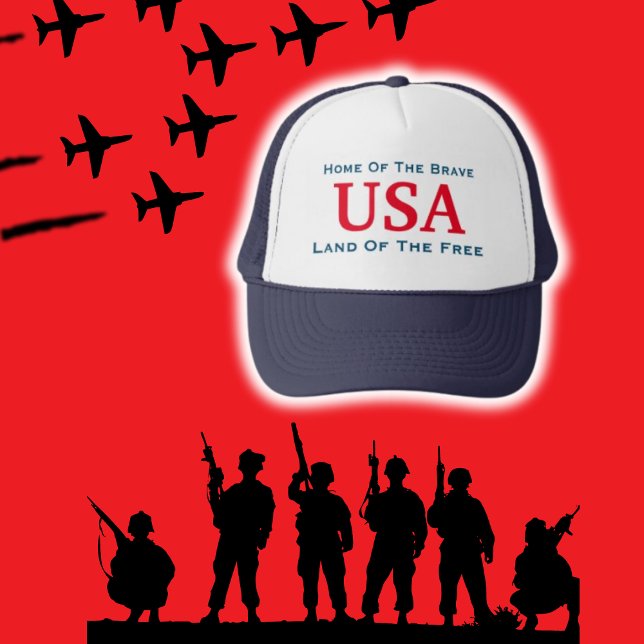 Conservative Veteran USA Hat (Home Of The Brave Patriotic USA Hat)