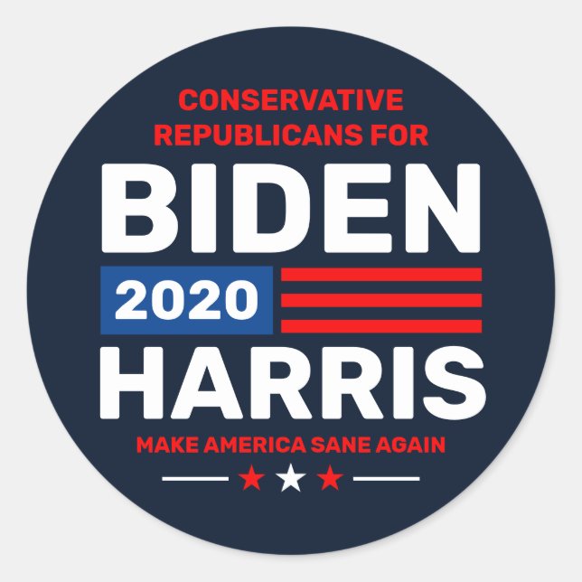 Conservatives for Biden Harris 2020 Campaign Classic Round Sticker (Front)