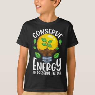 Conserve Energy Lightbulb Tree Green Environment T-Shirt
