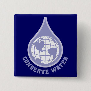 Conserve Water 15 Cm Square Badge
