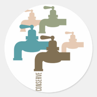 Conserve Water Faucet Classic Round Sticker
