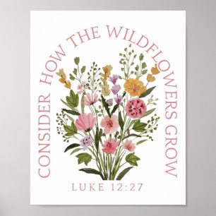 Consider How The Wildflowers Grow Jesus God Christ Poster