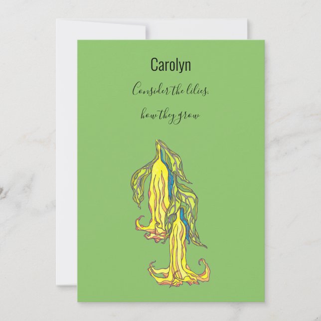 Consider the lillies, how they grow, personalised  holiday card (Front)