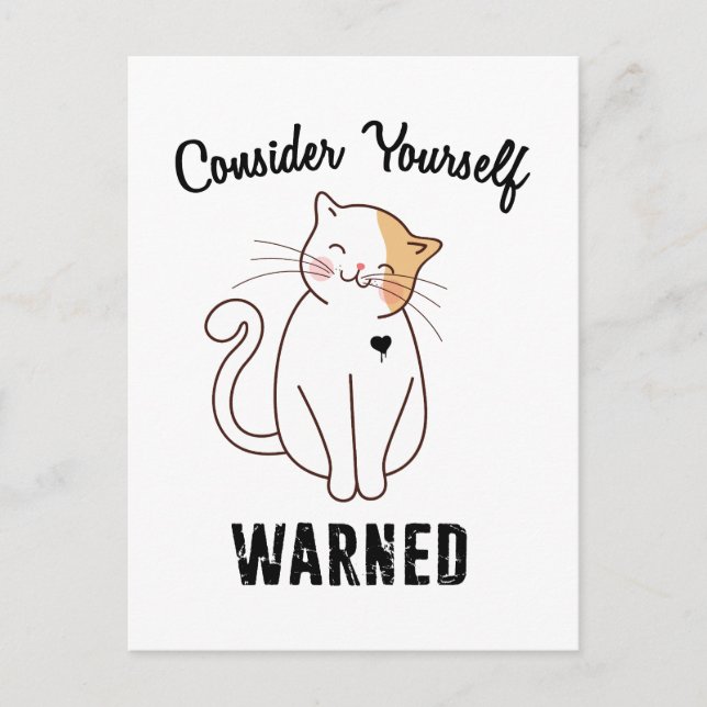 Consider Yourself Warned Evil Cat Postcard (Front)