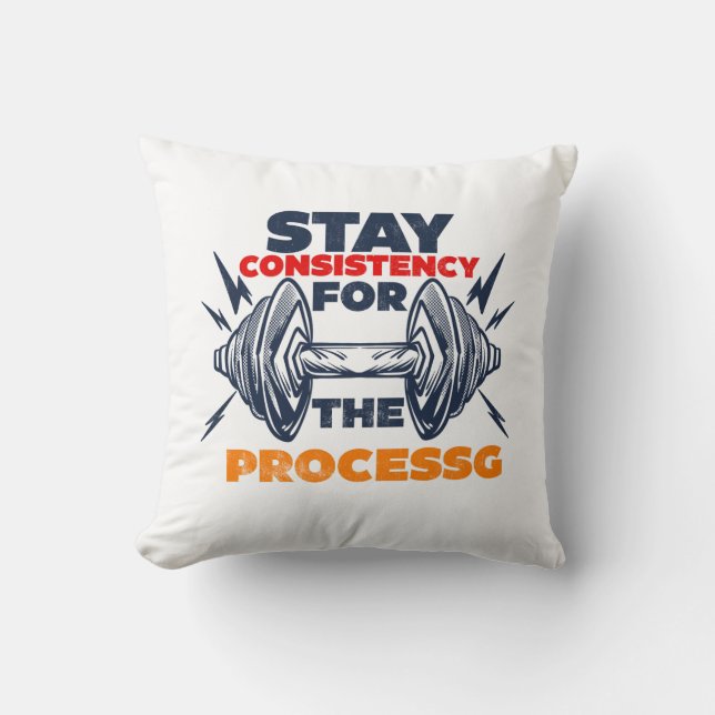 Consistent Exercise Gym Motivation Typography with Cushion (Front)