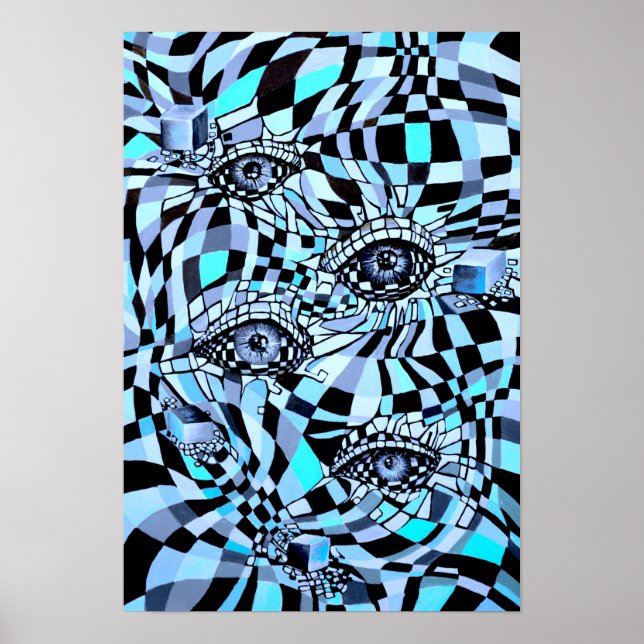 Conspiracy All Seeing Eye in Chessboard Style Poster (Front)