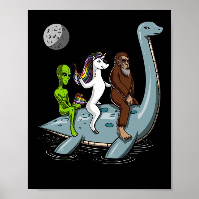 Conspiracy Bigfoot Loch Ness Monster Water Ski Poster (Front)