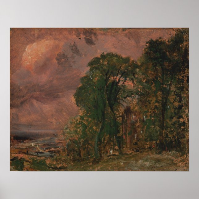 Constable - A View At Hampstead Stormy Weather Poster (Front)