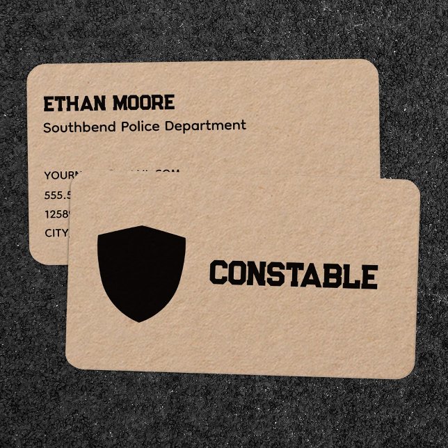 Constable Police Premium Kraft Business Card (Constable Police Kraft Business Cards)